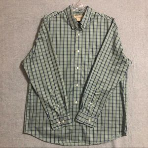 Duluth Trading Co Green and Blue Plaid Casual Button Down Shirt